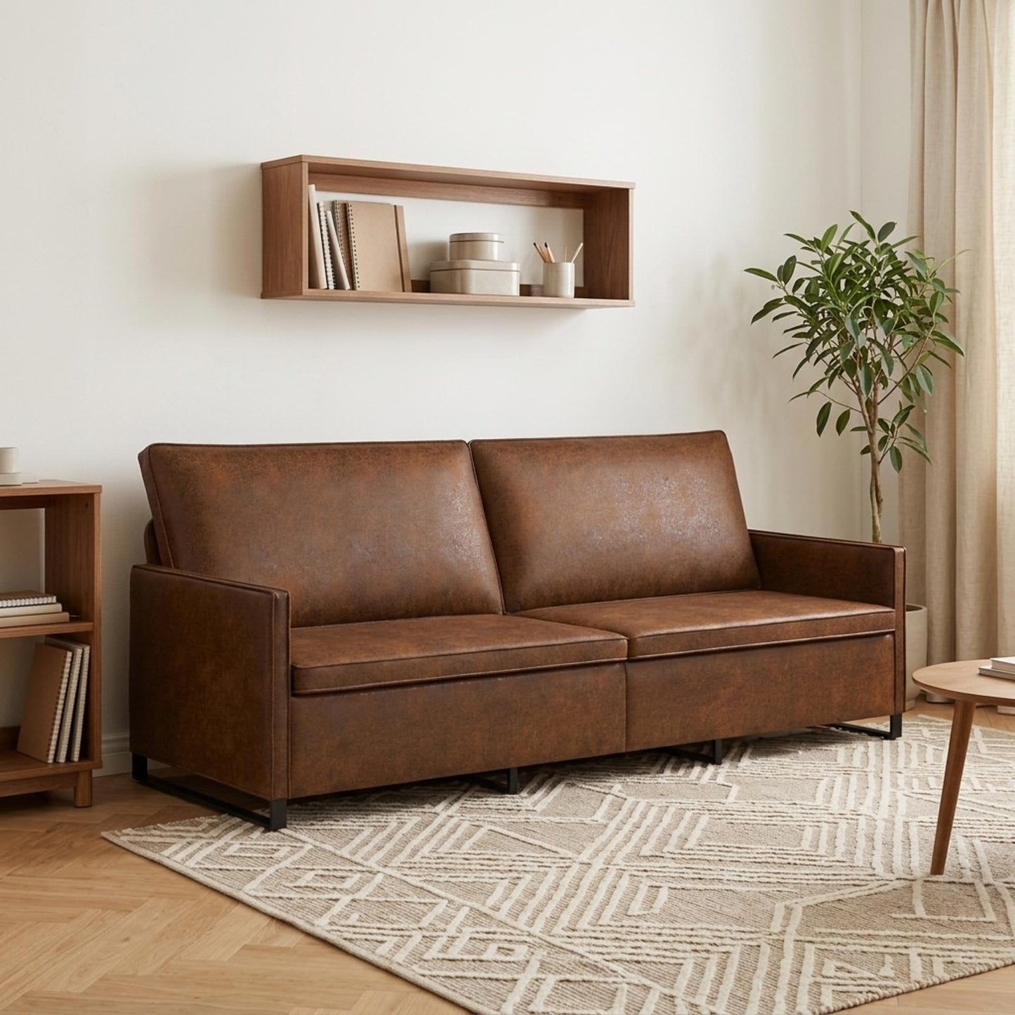 vidaXL Καθιστικό 3 ατόμων Καφέ 220 x 81 x 82 εκ. Συνθετικό σουέντ