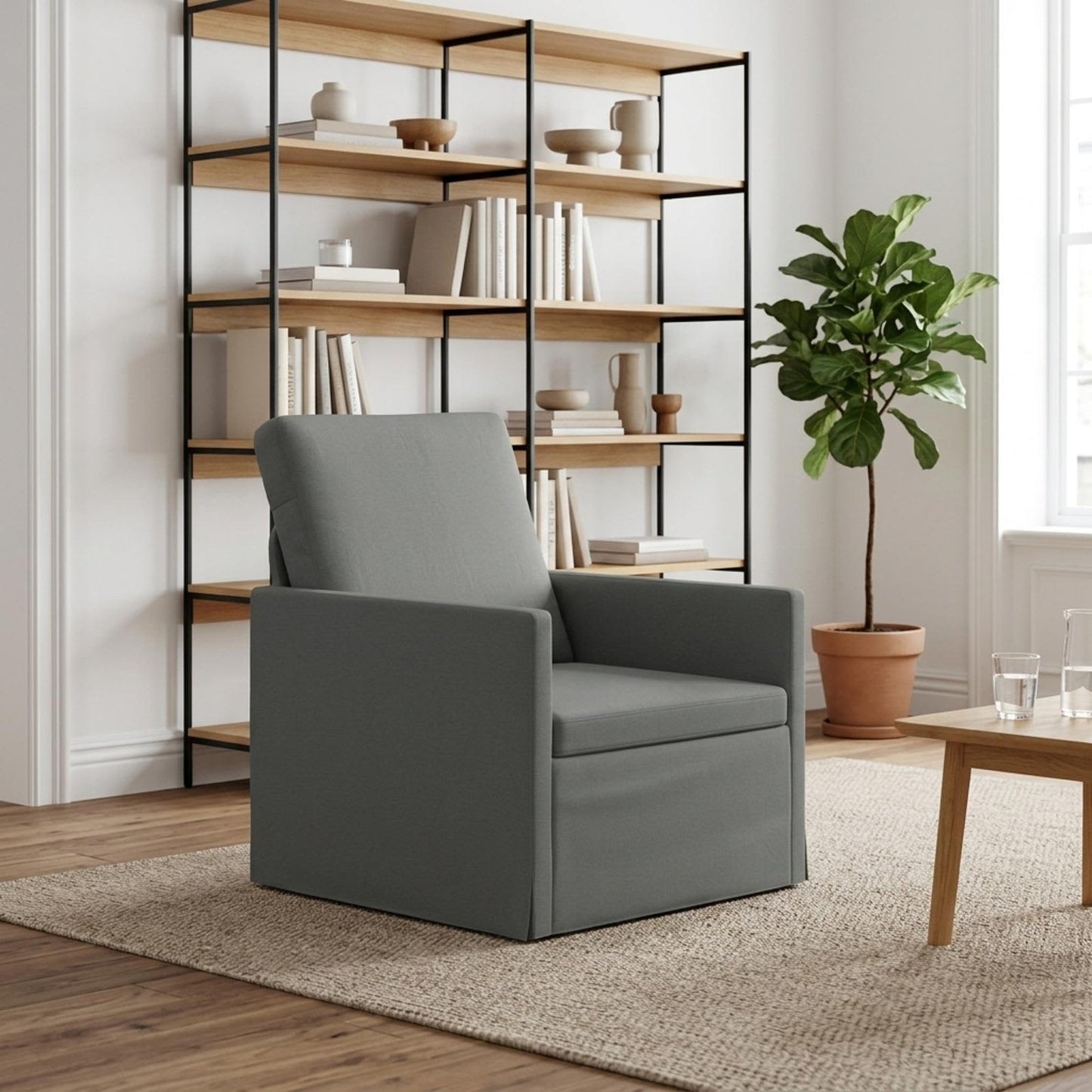 vidaXL Πολυθρόνα Σκούρο Γκρι 70 x 81 x 82 εκ. Ύφασμα