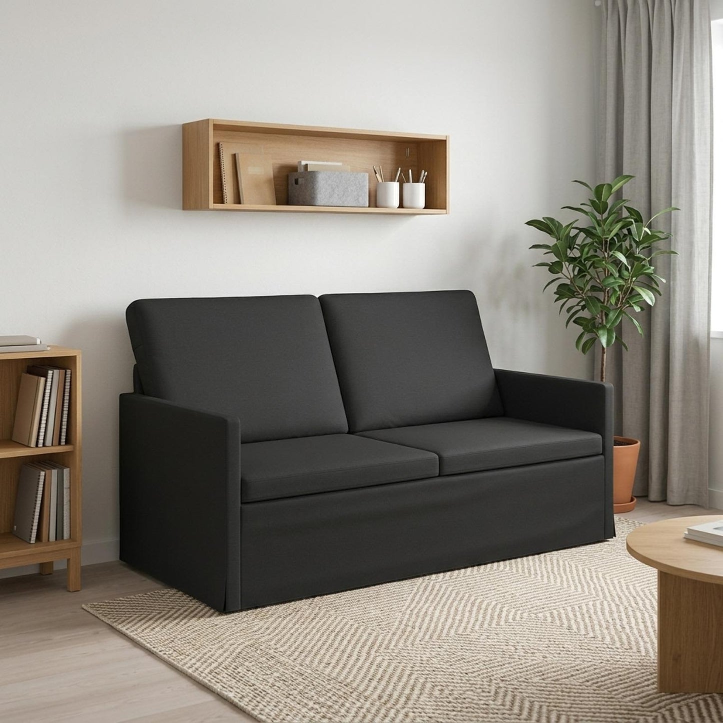 vidaXL Καναπές 2 ατόμων Μαύρο 150 x 81 x 82 εκ. Ύφασμα