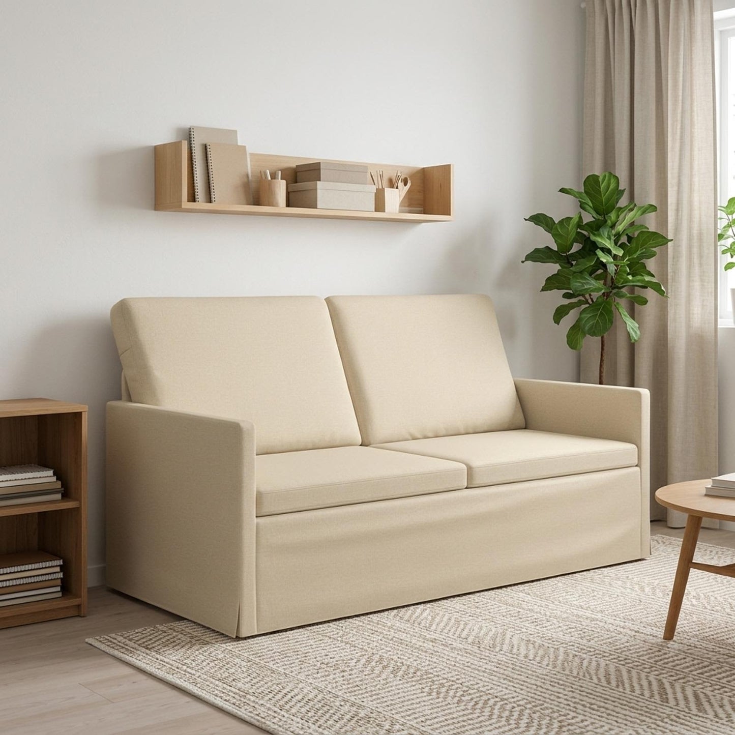 vidaXL Καναπές 2 ατόμων Κρεμ 150 x 81 x 82 εκ. Ύφασμα