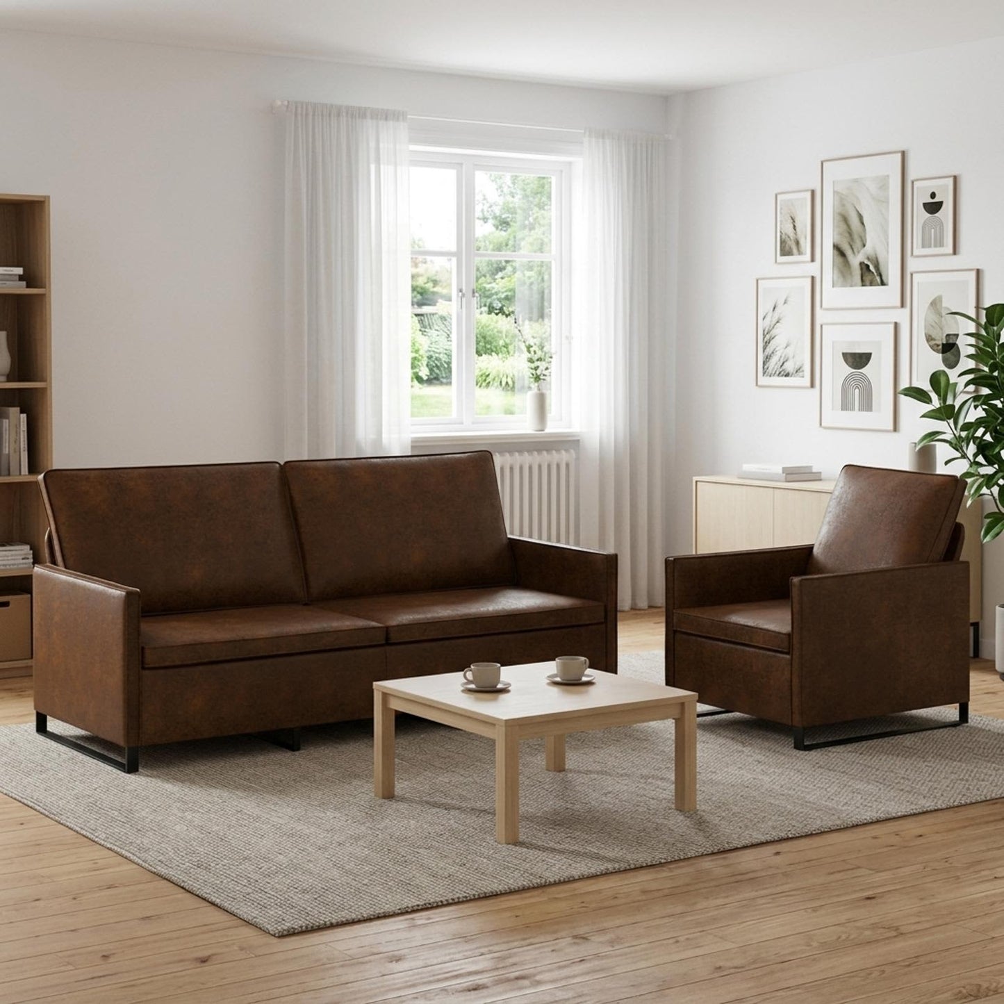 vidaXL Σετ Καναπέ 2 pcs Καφέ Συνθετικό σουέντ
