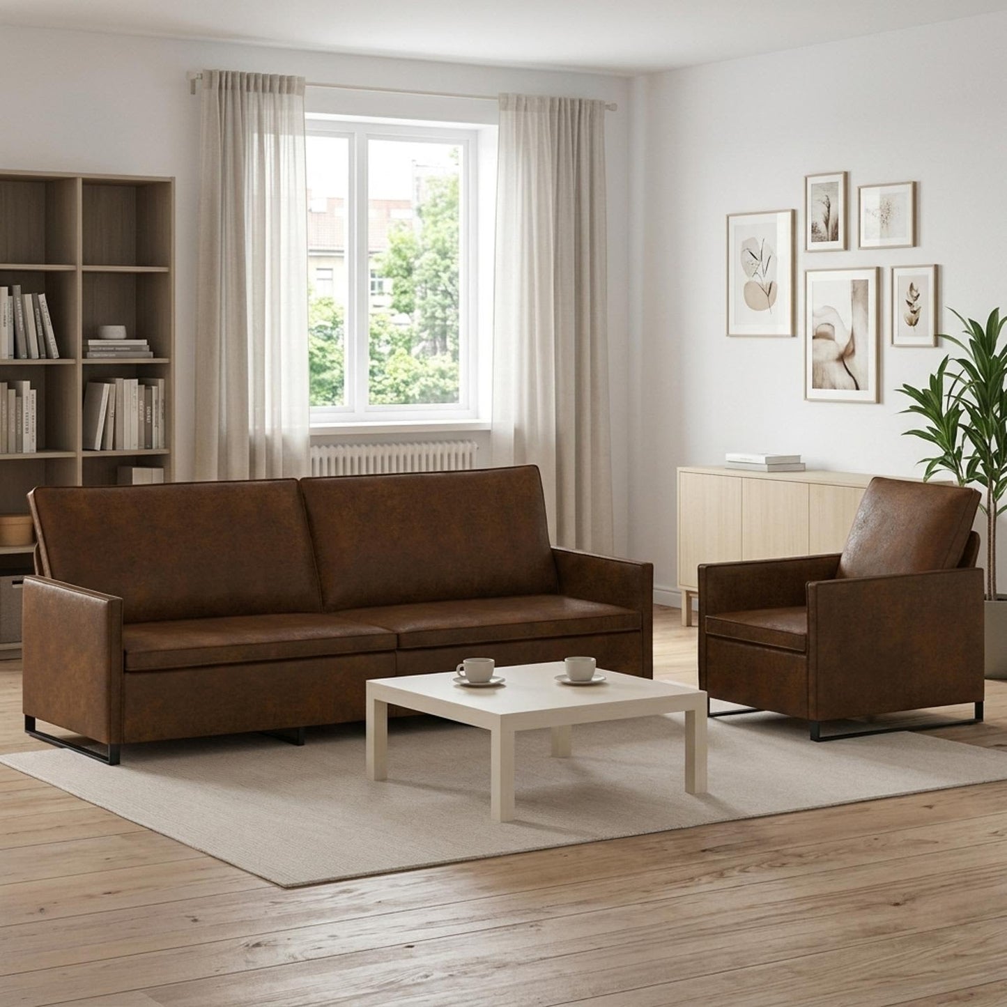 vidaXL Σετ Καναπέ 2 pcs Καφέ Συνθετικό σουέντ