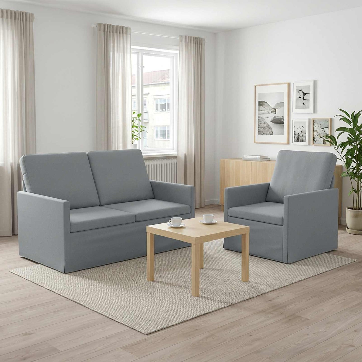 vidaXL Σετ Καναπέ 2 pcs Ανοιχτό γκρι Ύφασμα