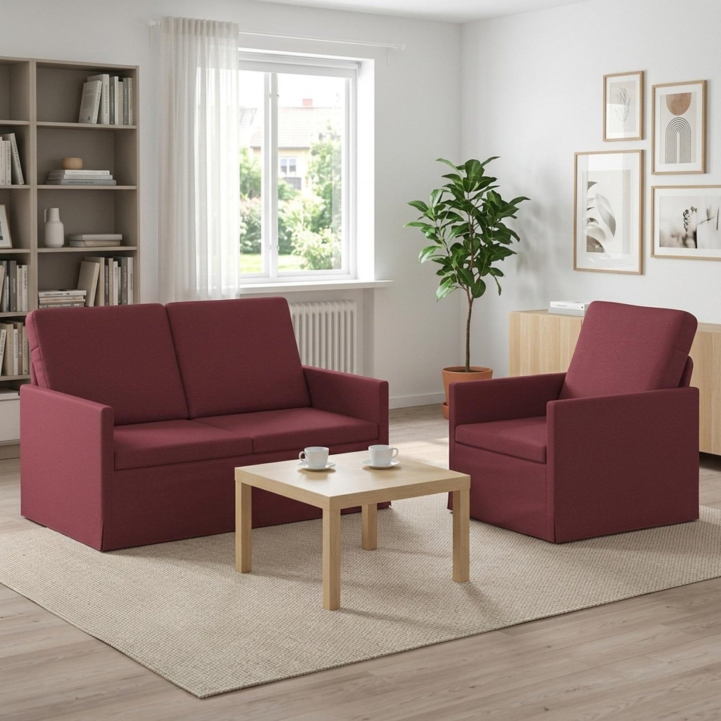 vidaXL Σετ Καναπέ 2 pcs Κόκκινο Ύφασμα