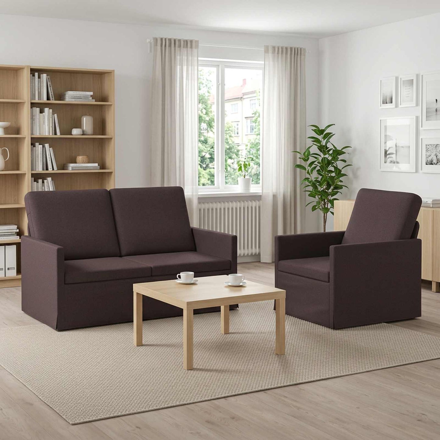 vidaXL Σετ Καναπέ 2 pcs Σκούρο Καφέ Ύφασμα