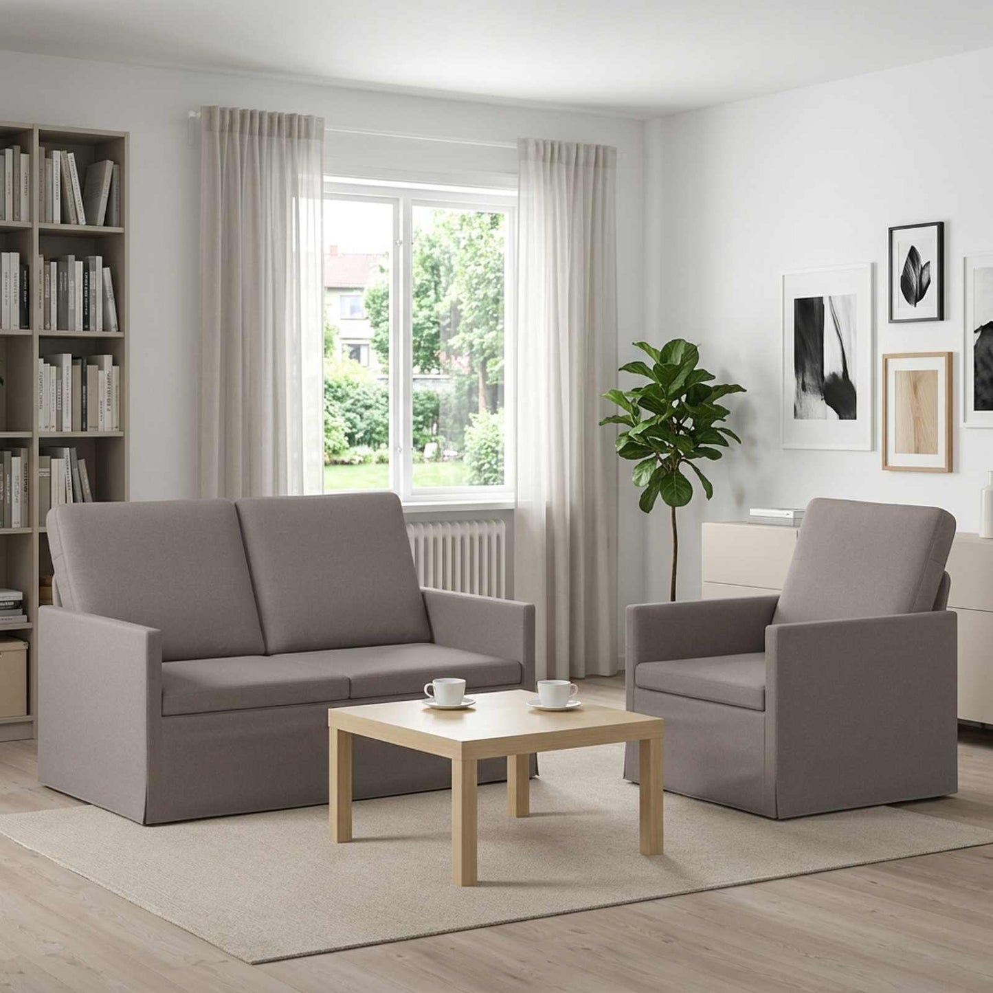 vidaXL Σετ Καναπέ 2 pcs Taupe Ύφασμα