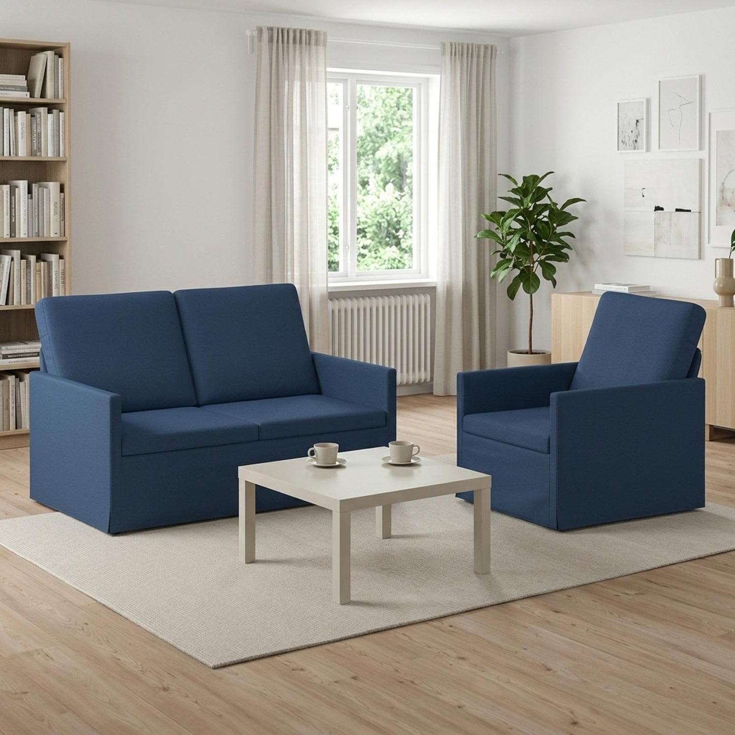 vidaXL Σετ Καναπέ 2 pcs Μπλε Ύφασμα
