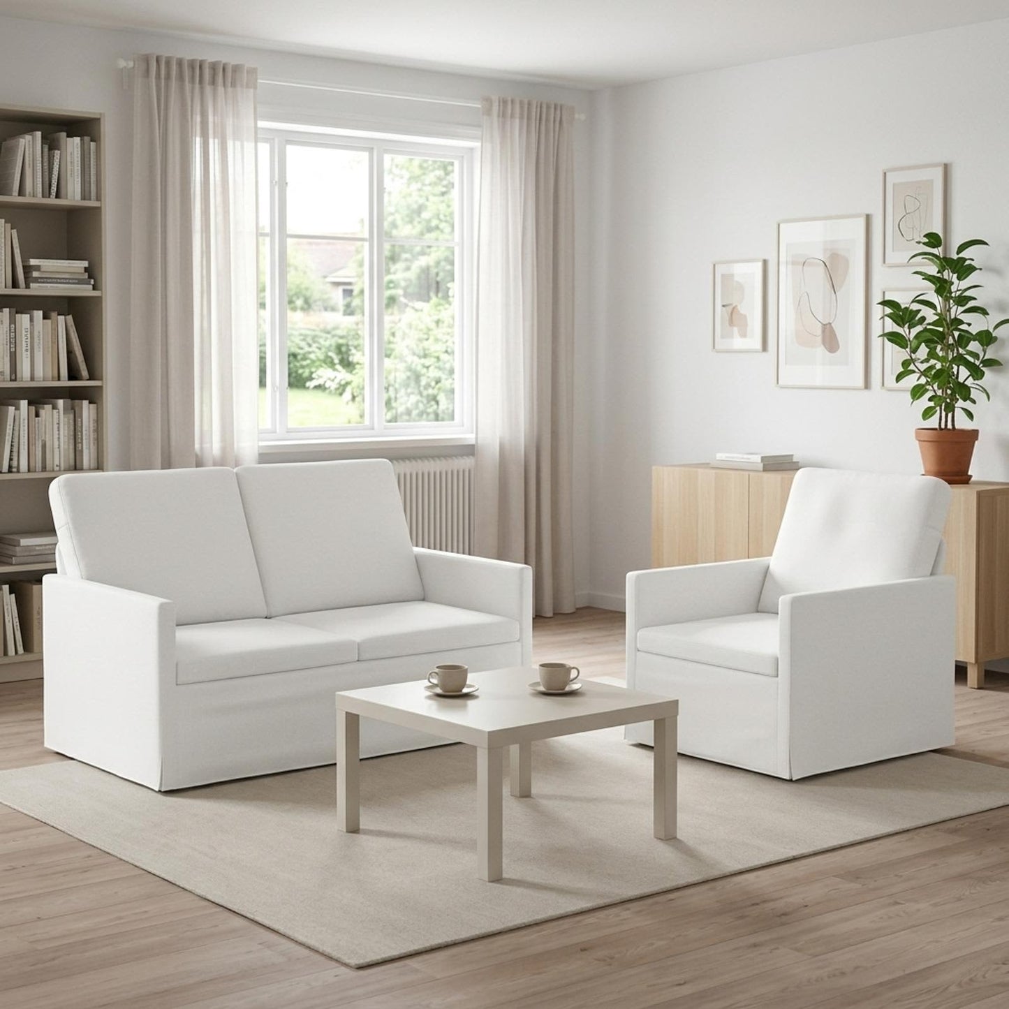 vidaXL Σετ Καναπέ 2 pcs Λευκό Ύφασμα