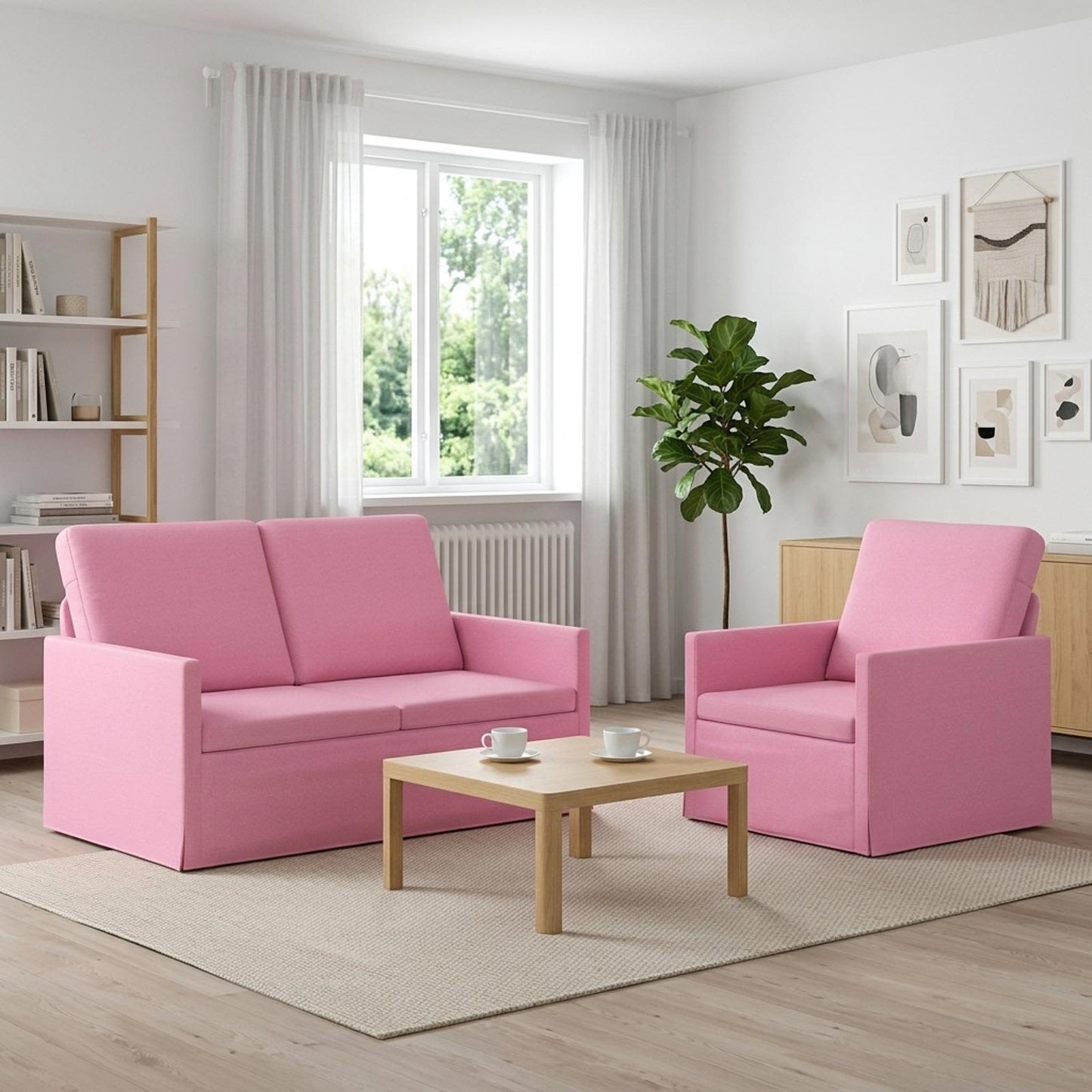 vidaXL Σετ Καναπέ 2 pcs Ροζ Ύφασμα