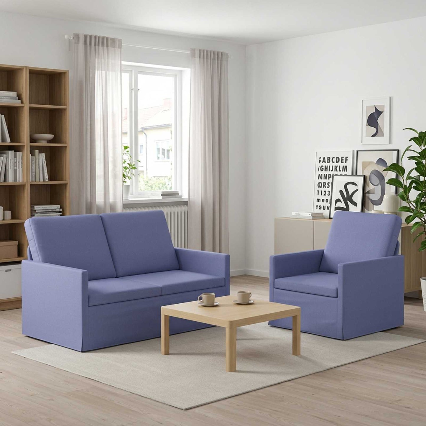 vidaXL Σετ Καναπέ 2 pcs Μπλε τζην Ύφασμα