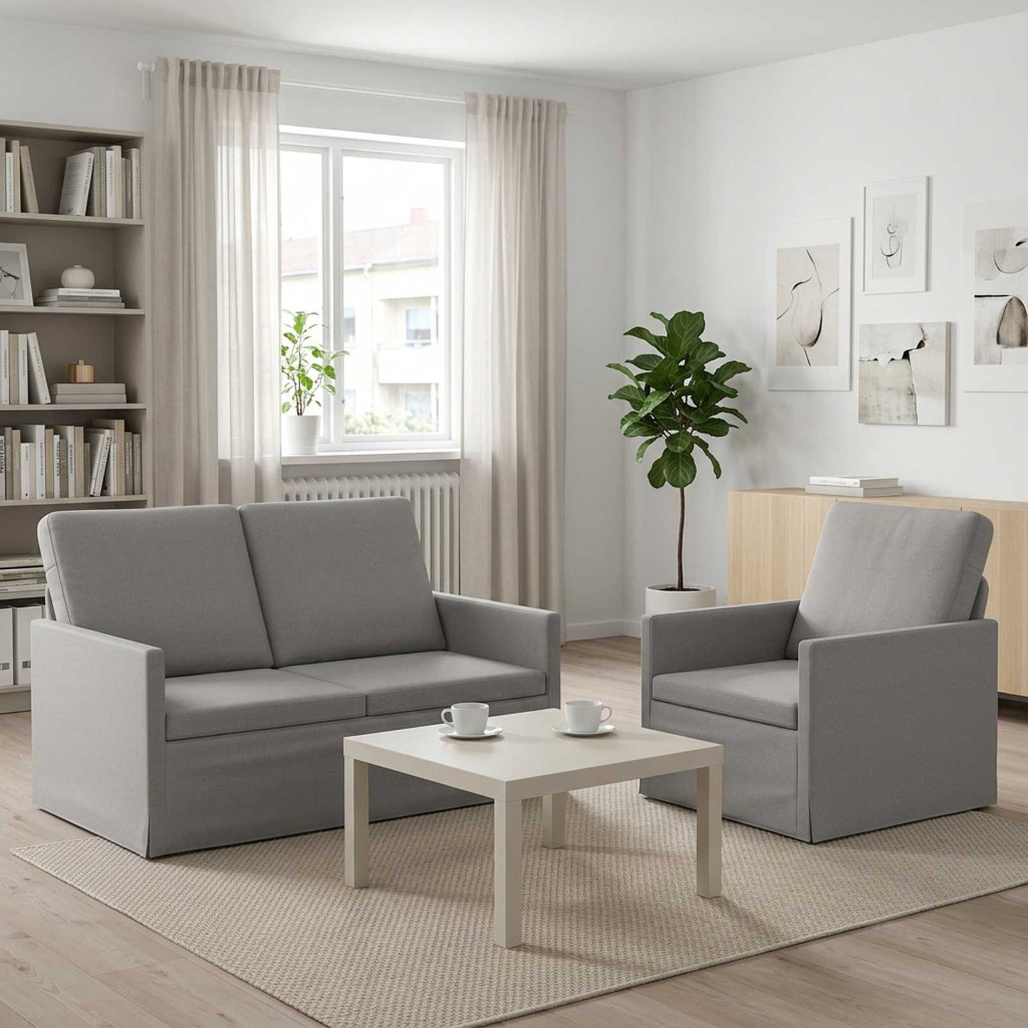 vidaXL Σετ Καναπέ 2 pcs Σκίουρος Γκρί Ύφασμα