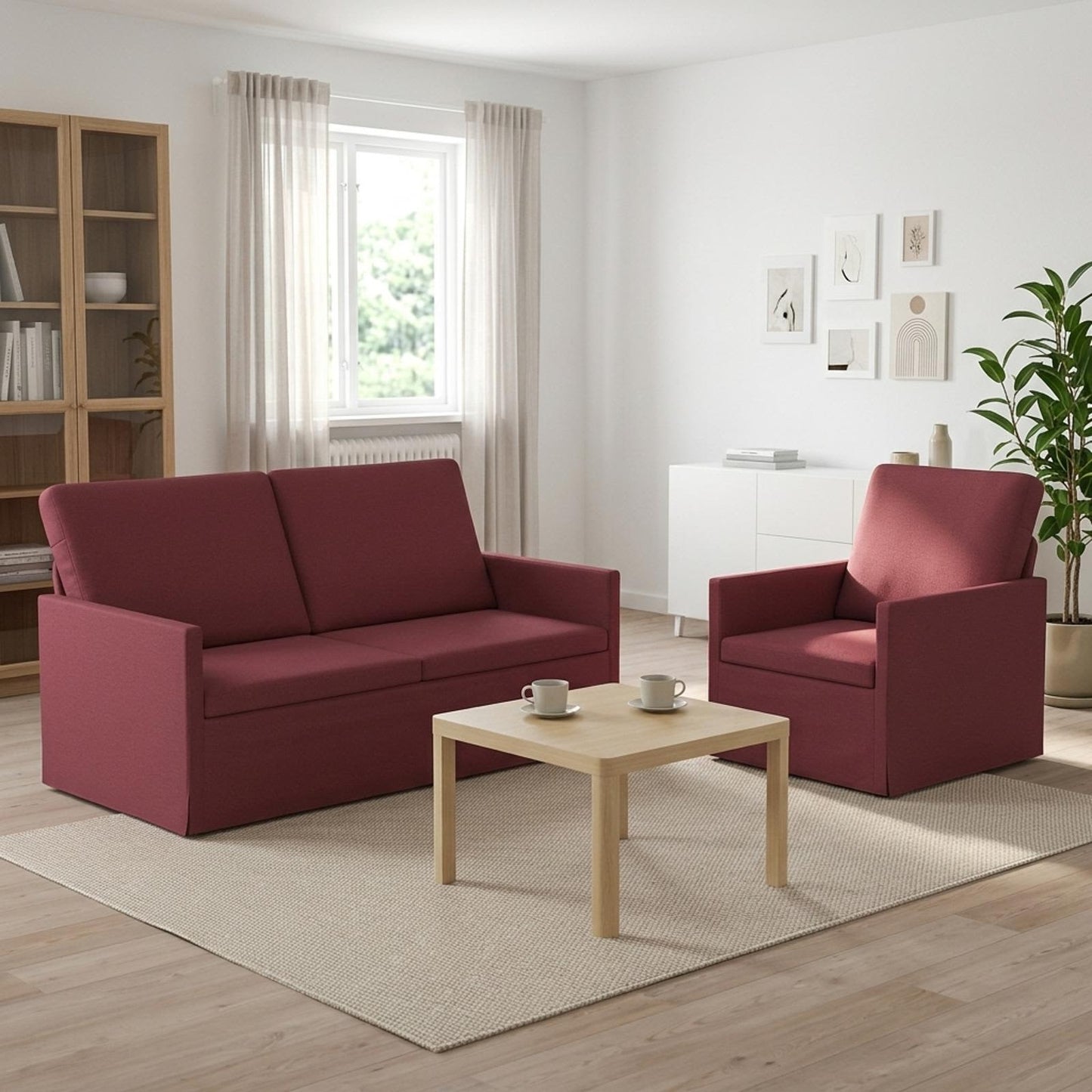 vidaXL Σετ Καναπέ 2 pcs Κόκκινο Ύφασμα