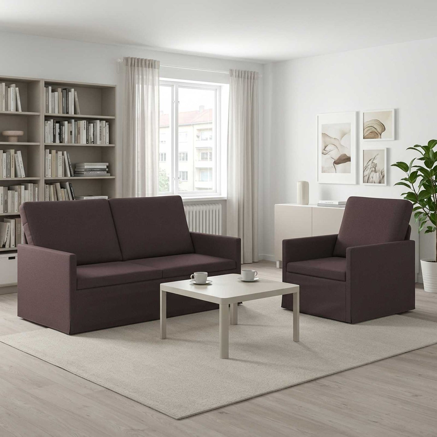 vidaXL Σετ Καναπέ 2 pcs Σκούρο Καφέ Ύφασμα