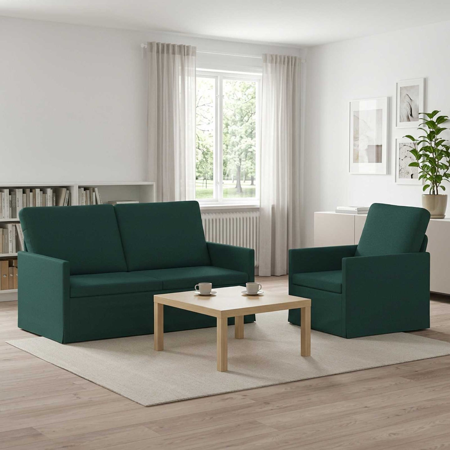 vidaXL Σετ Καναπέ 2 pcs Σκούρο Πράσινο Ύφασμα
