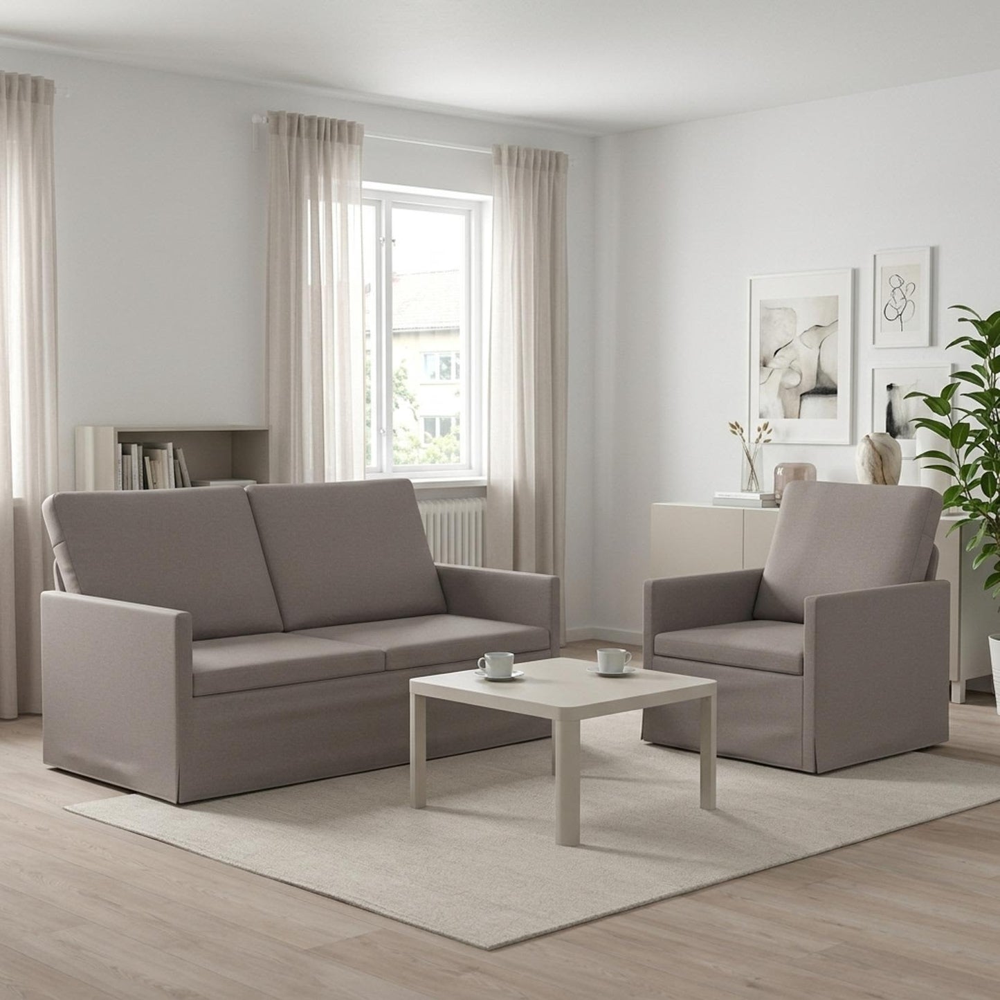 vidaXL Σετ Καναπέ 2 pcs Taupe Ύφασμα