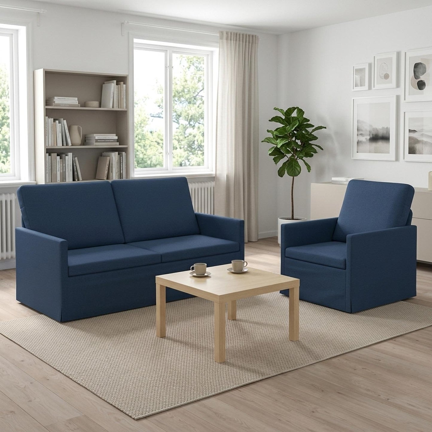 vidaXL Σετ Καναπέ 2 pcs Μπλε Ύφασμα