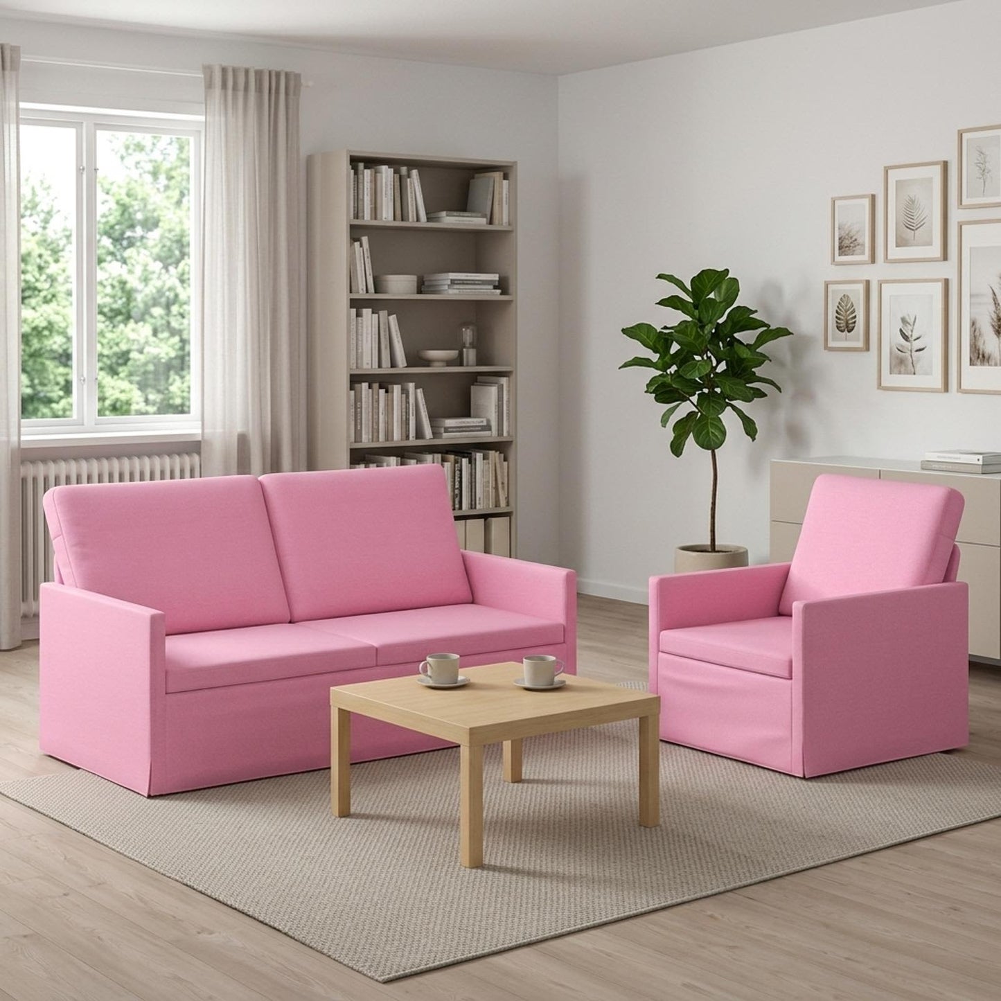 vidaXL Σετ Καναπέ 2 pcs Ροζ Ύφασμα