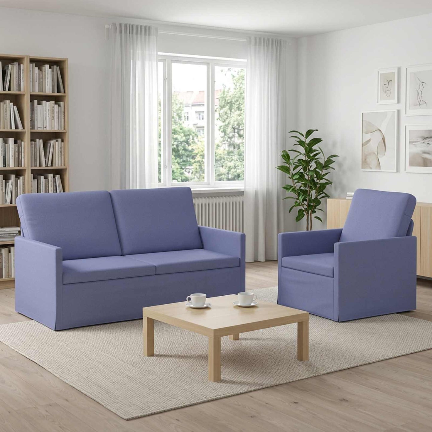 vidaXL Σετ Καναπέ 2 pcs Μπλε τζην Ύφασμα