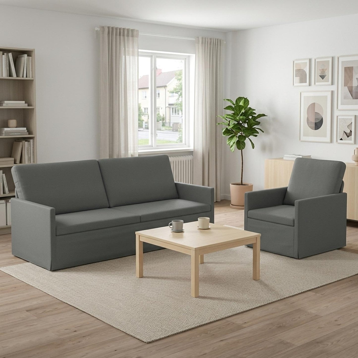 vidaXL Σετ Καναπέ 2 pcs Σκούρο Γκρι Ύφασμα