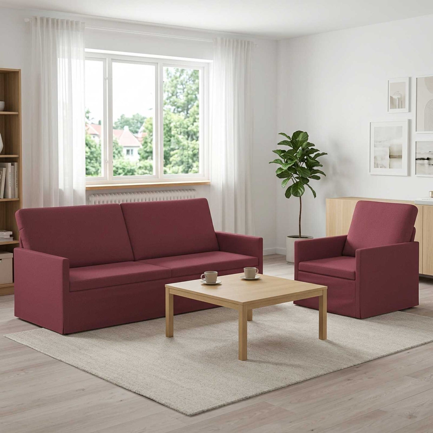 vidaXL Σετ Καναπέ 2 pcs Κόκκινο Ύφασμα