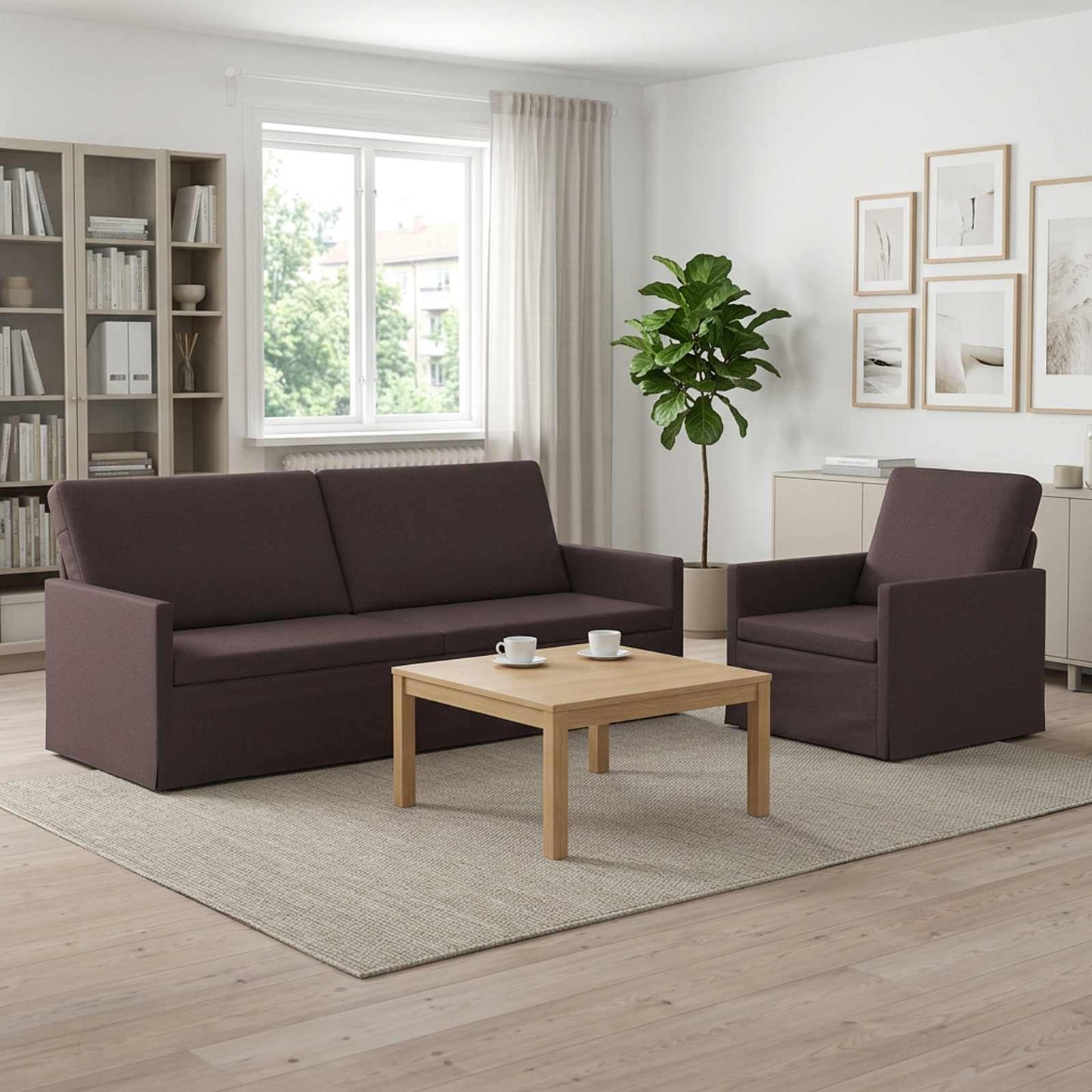 vidaXL Σετ Καναπέ 2 pcs Σκούρο Καφέ Ύφασμα