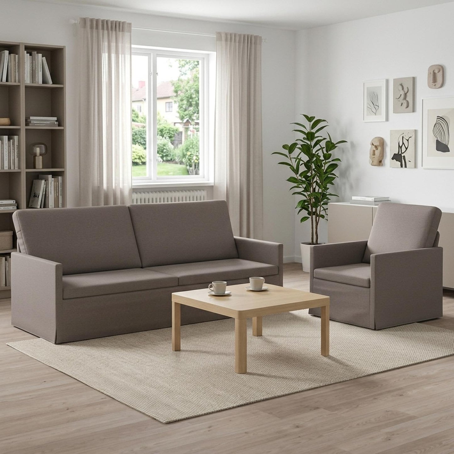 vidaXL Σετ Καναπέ 2 pcs Taupe Ύφασμα