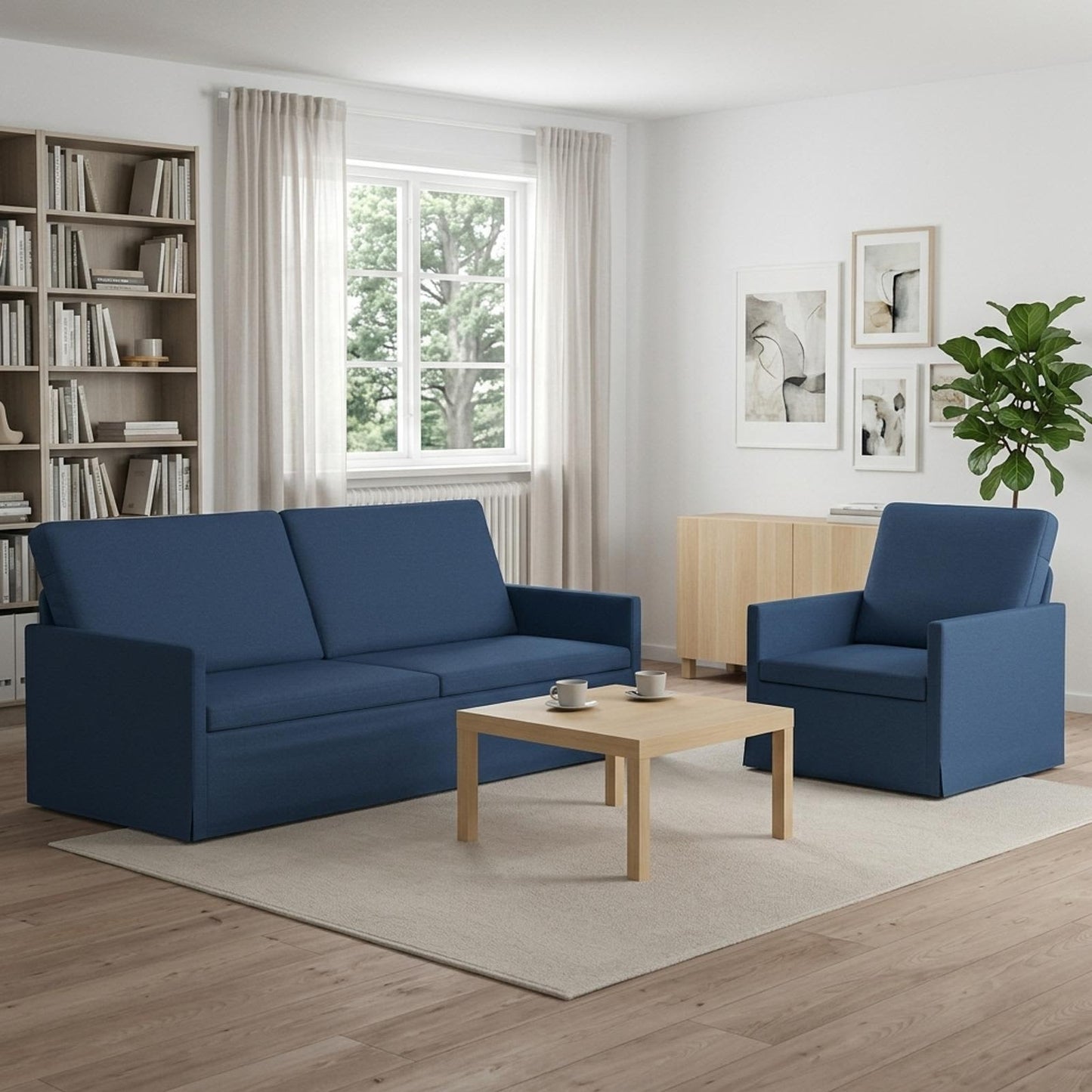 vidaXL Σετ Καναπέ 2 pcs Μπλε Ύφασμα