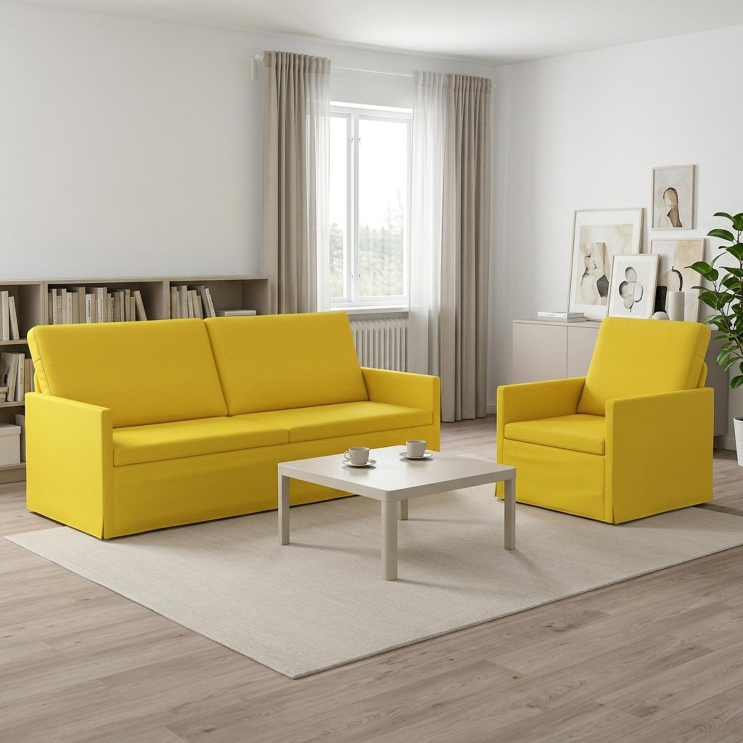 vidaXL Σετ Καναπέ 2 pcs Απαλό Κίτρινο Ύφασμα