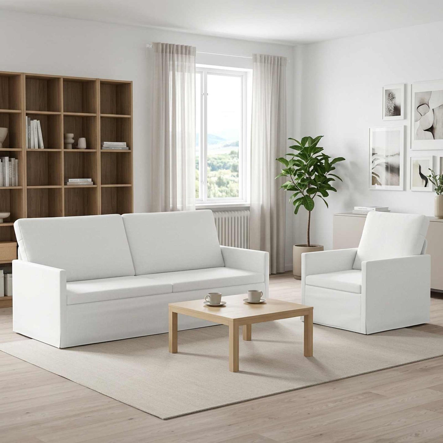vidaXL Σετ Καναπέ 2 pcs Λευκό Ύφασμα