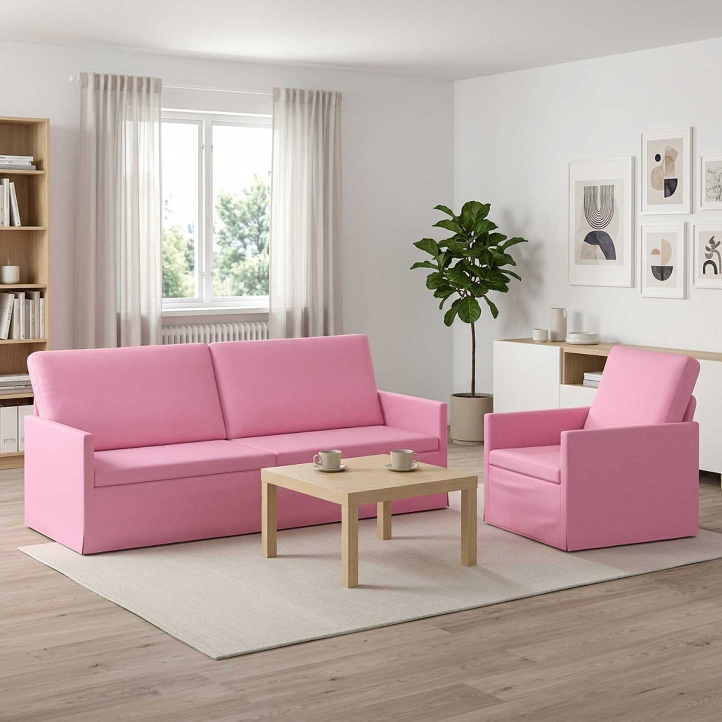 vidaXL Σετ Καναπέ 2 pcs Ροζ Ύφασμα