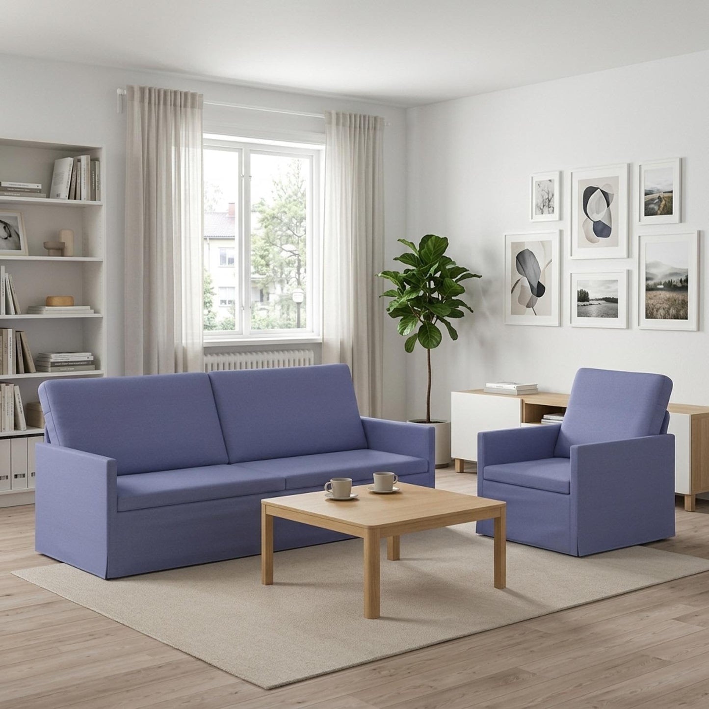 vidaXL Σετ Καναπέ 2 pcs Μπλε τζην Ύφασμα