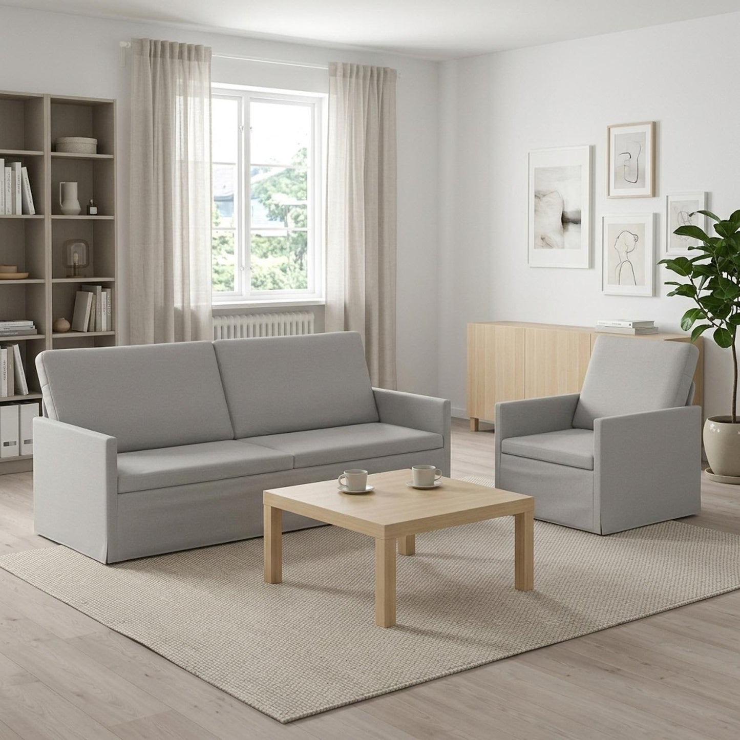 vidaXL Σετ Καναπέ 2 pcs Σκίουρος Γκρί Ύφασμα