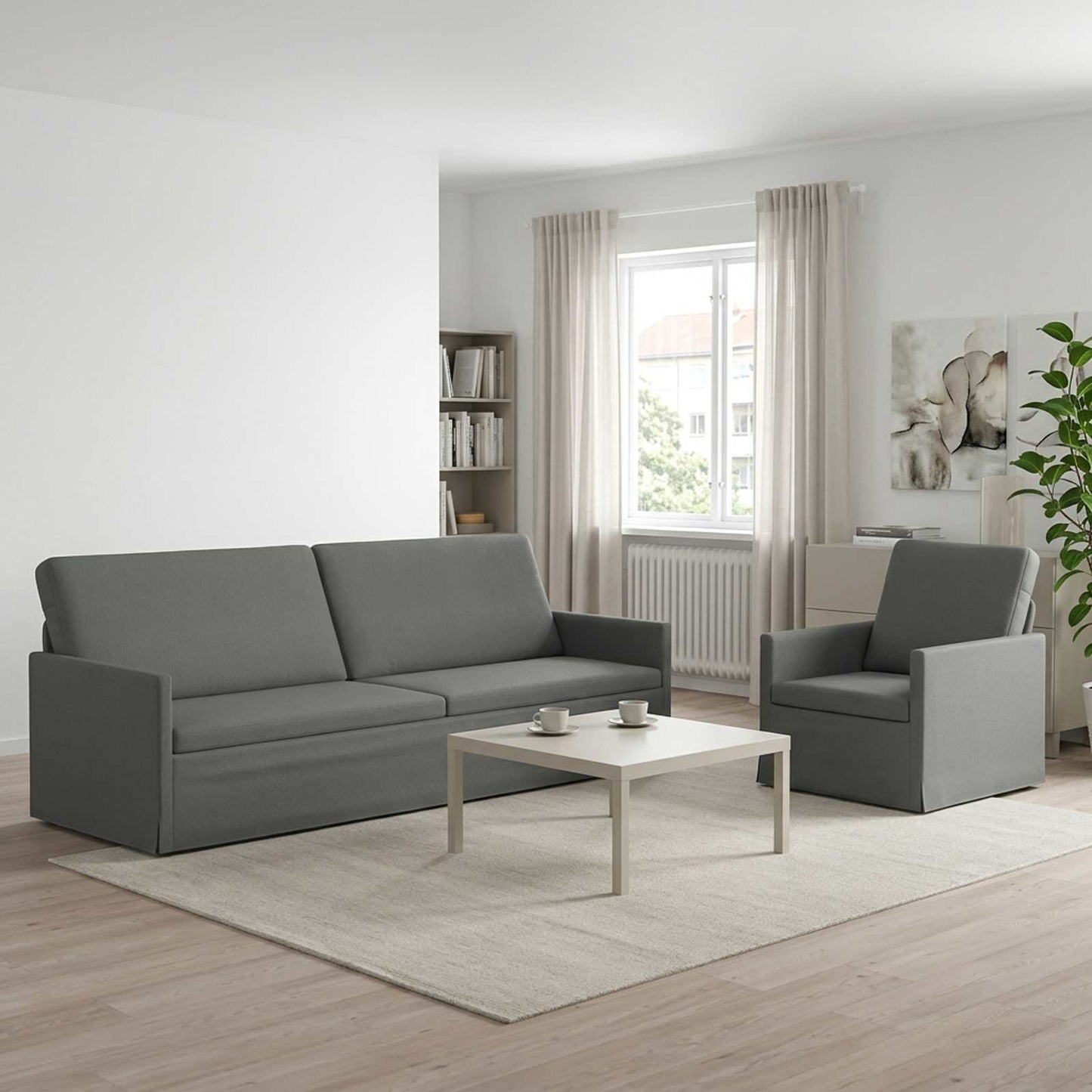 vidaXL Σετ Καναπέ 2 pcs Σκούρο Γκρι Ύφασμα