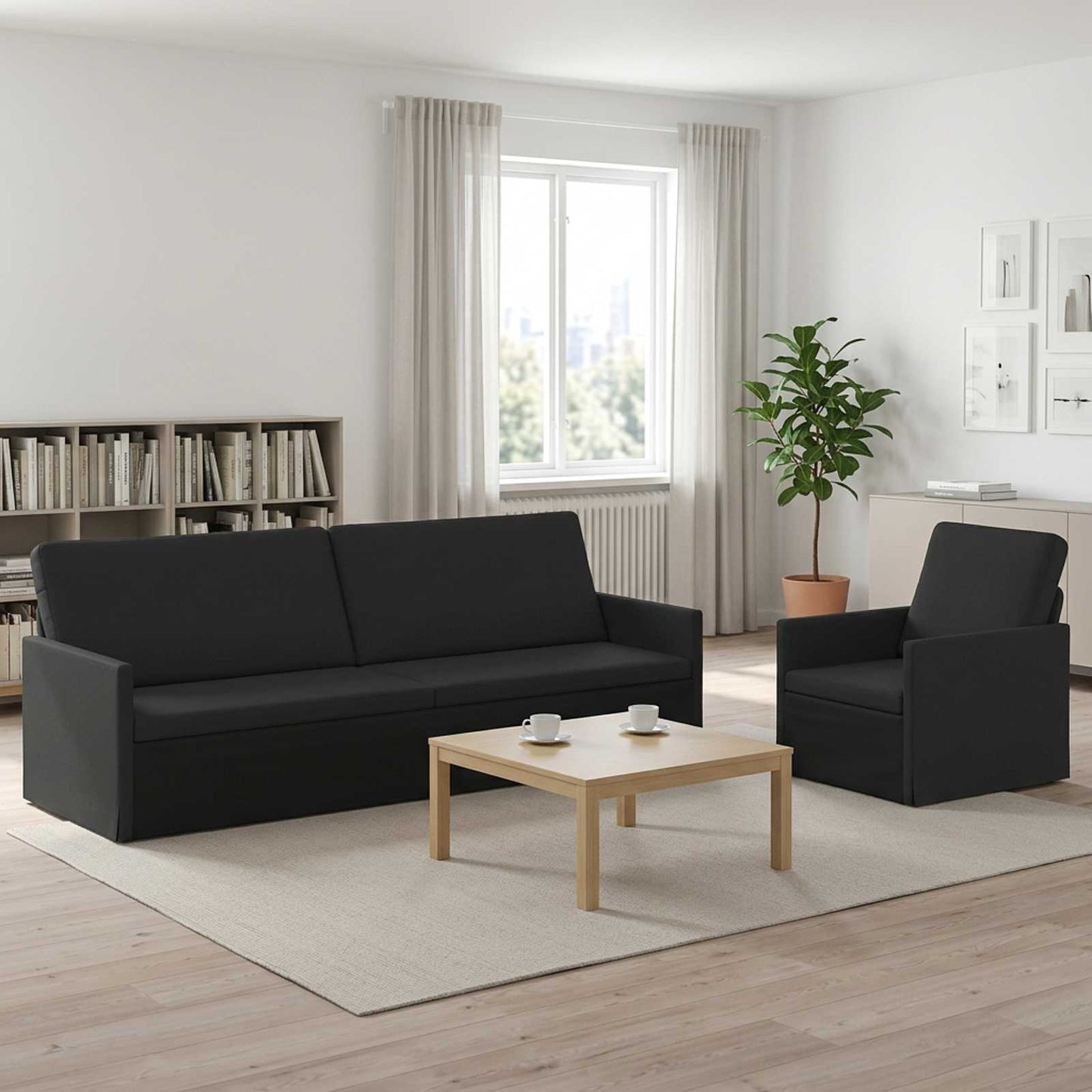 vidaXL Σετ Καναπέ 2 pcs Μαύρο Ύφασμα