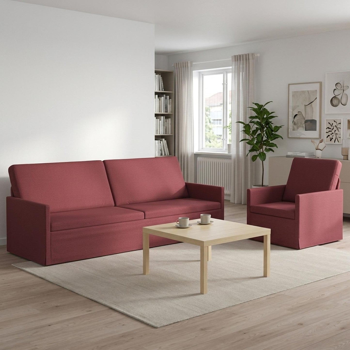 vidaXL Σετ Καναπέ 2 pcs Κόκκινο Ύφασμα