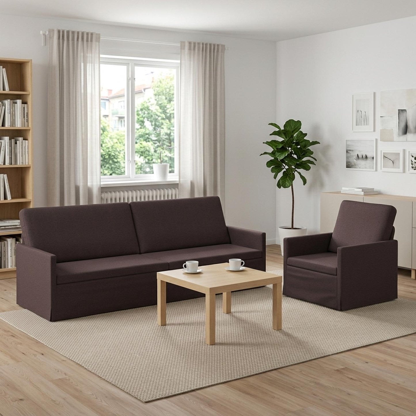 vidaXL Σετ Καναπέ 2 pcs Σκούρο Καφέ Ύφασμα