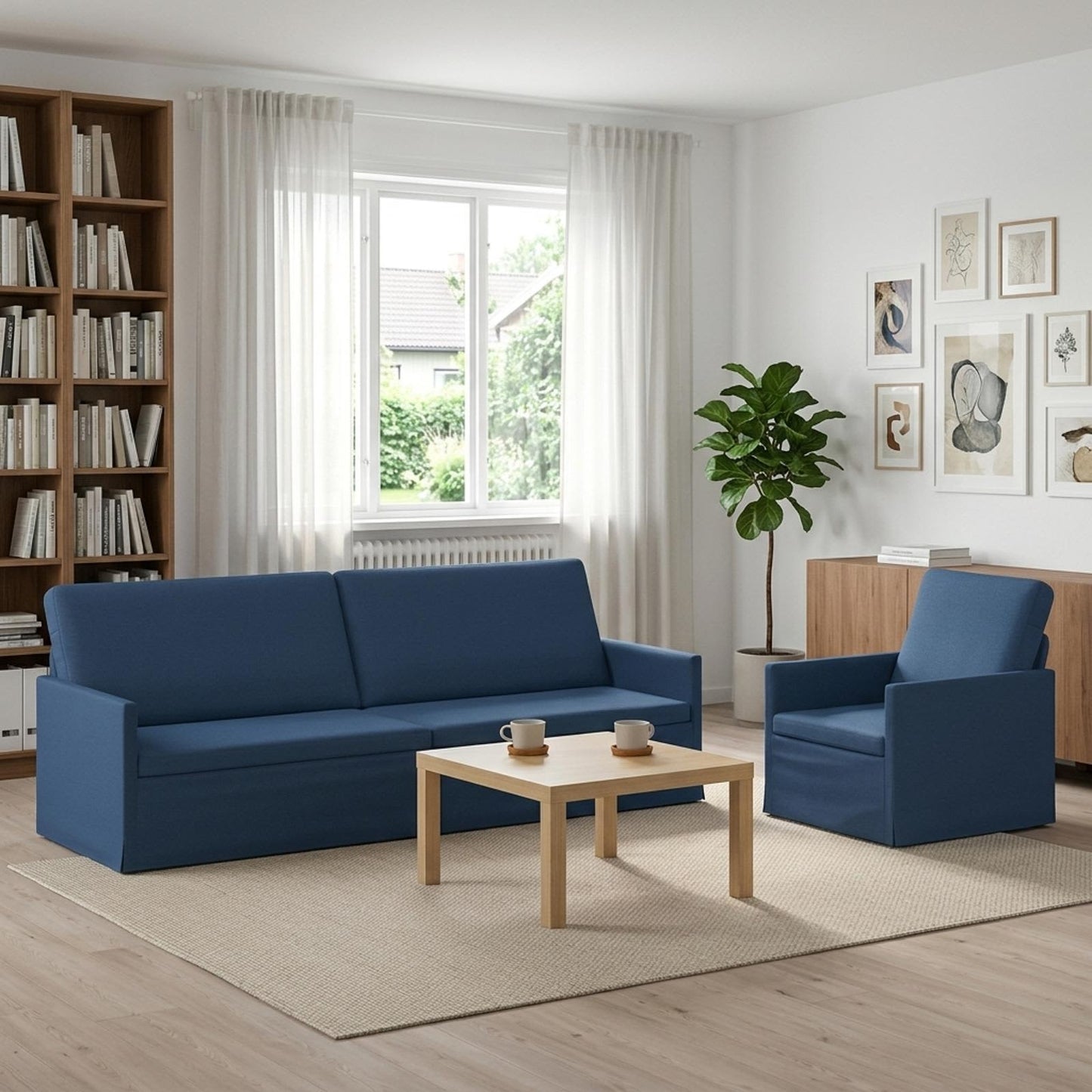 vidaXL Σετ Καναπέ 2 pcs Μπλε Ύφασμα