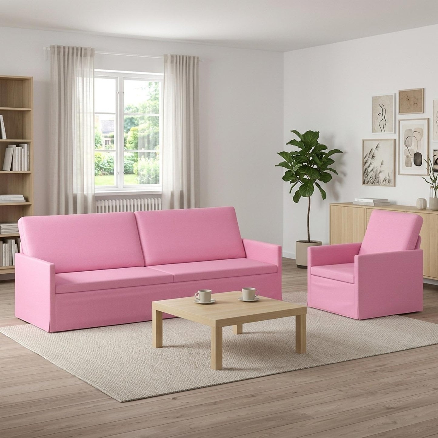 vidaXL Σετ Καναπέ 2 pcs Ροζ Ύφασμα