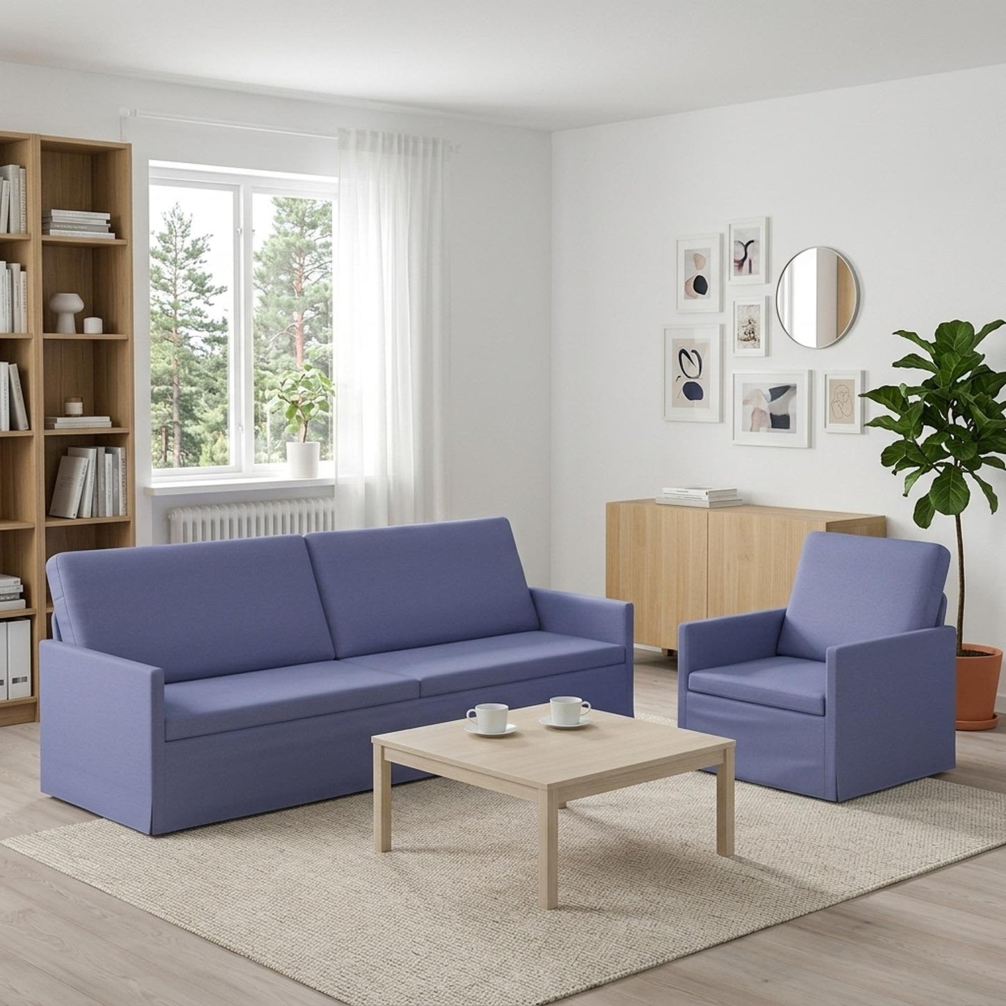 vidaXL Σετ Καναπέ 2 pcs Μπλε τζην Ύφασμα
