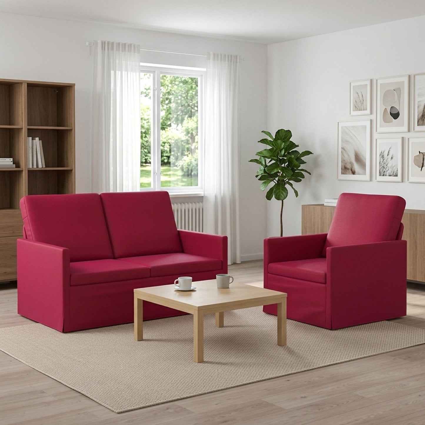 vidaXL Σετ Καναπέ 2 pcs Κόκκινο Βελούδο