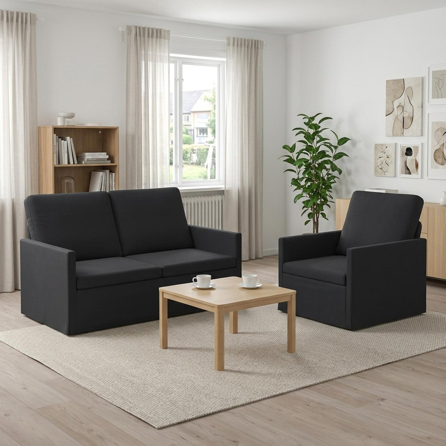 vidaXL Σετ Καναπέ 2 pcs Μαύρο Βελούδο