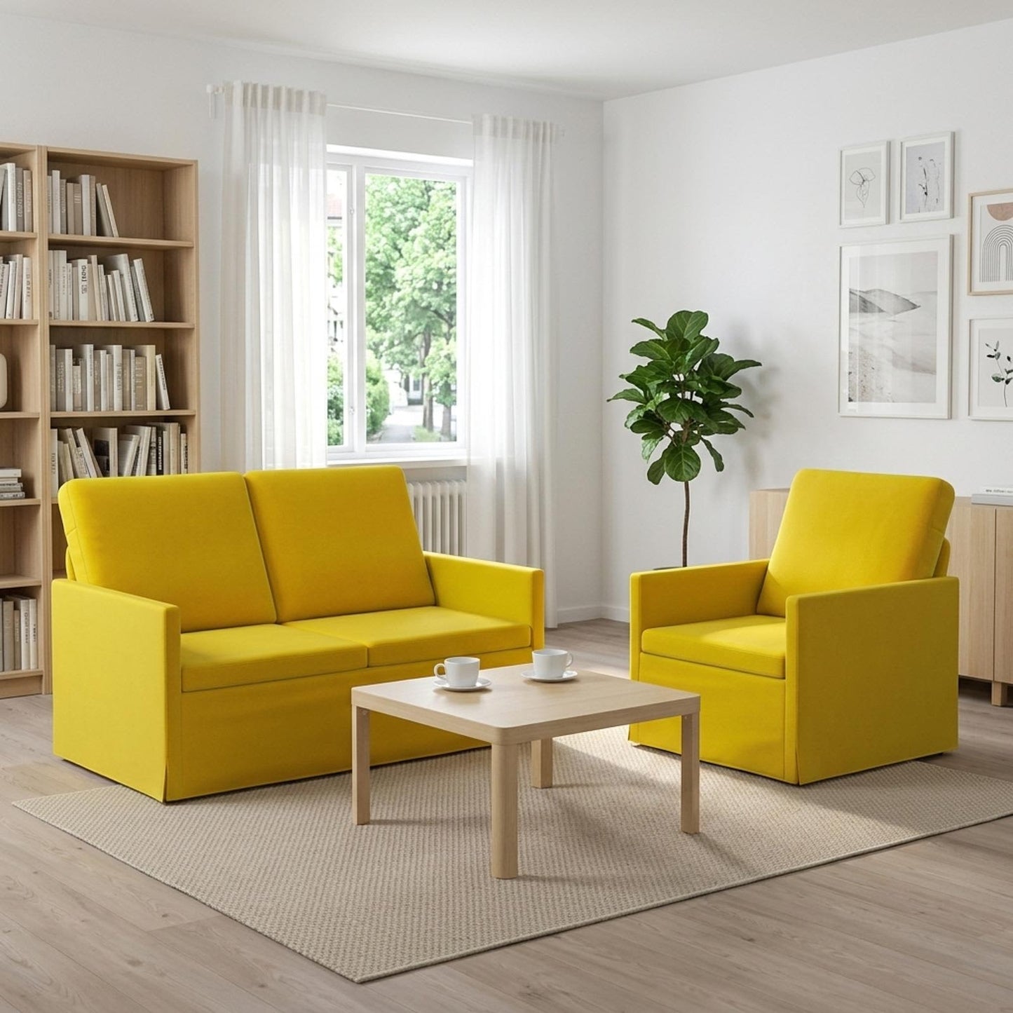 vidaXL Σετ Καναπέ 2 pcs Κίτρινο Βελούδο