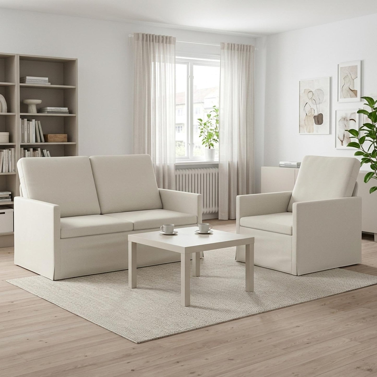 vidaXL Σετ Καναπέ 2 pcs Κρεμ Βελούδο