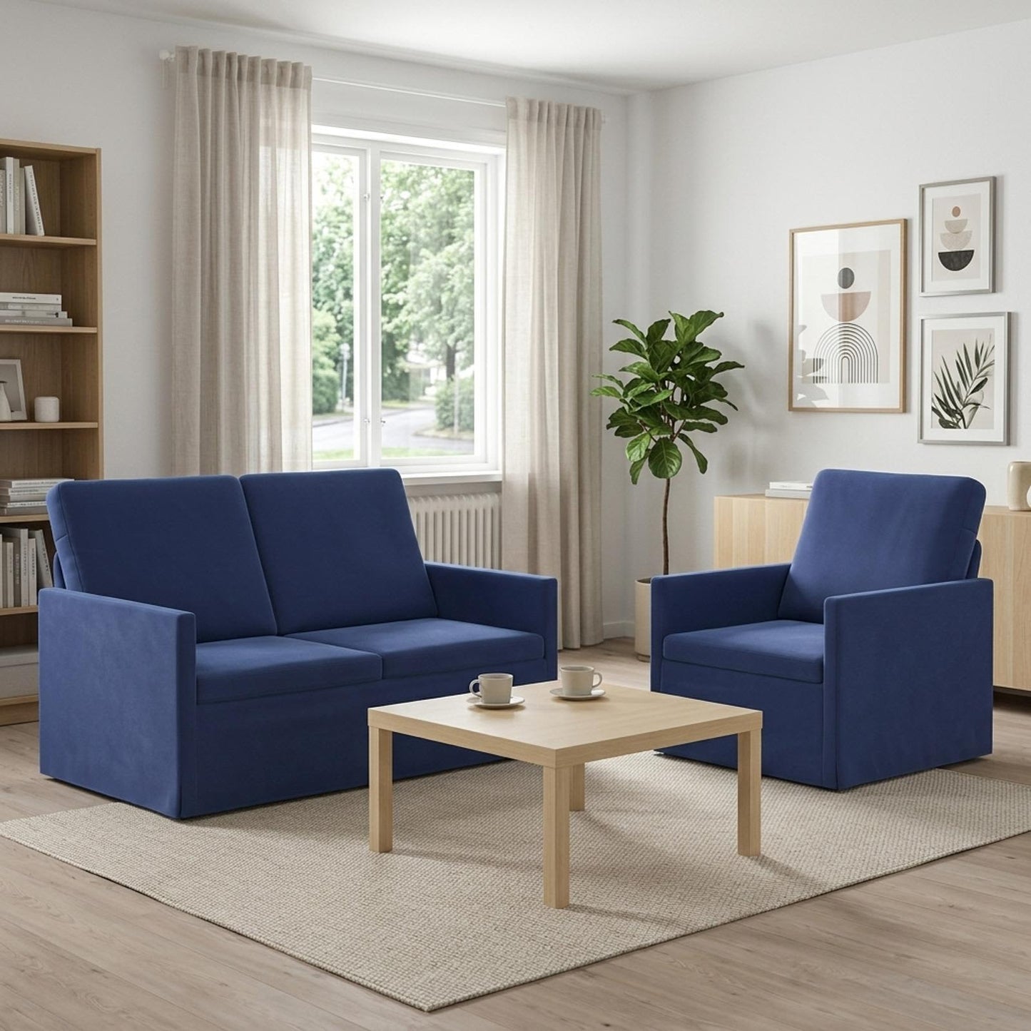 vidaXL Σετ Καναπέ 2 pcs Μπλε Αστυνομίας Βελούδο