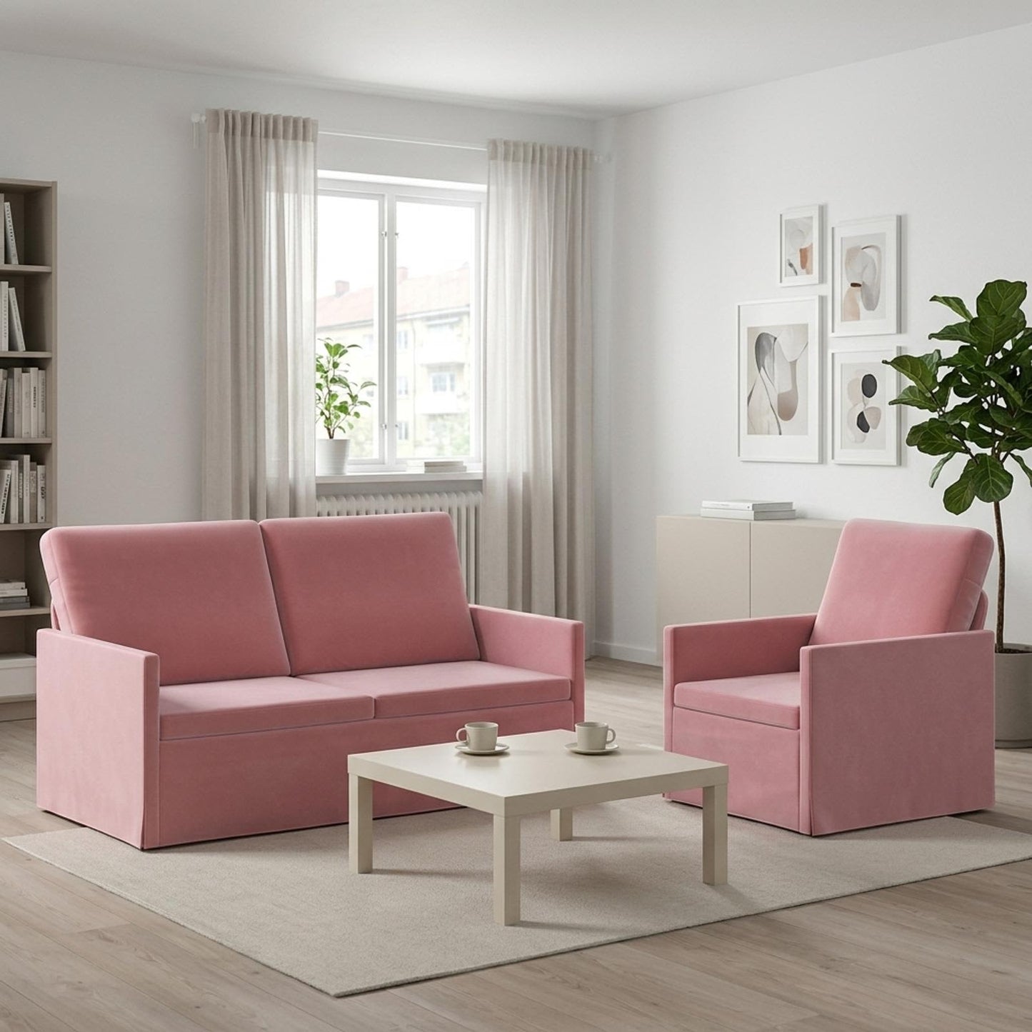 vidaXL Σετ Καναπέ 2 pcs Ροζ Βελούδο