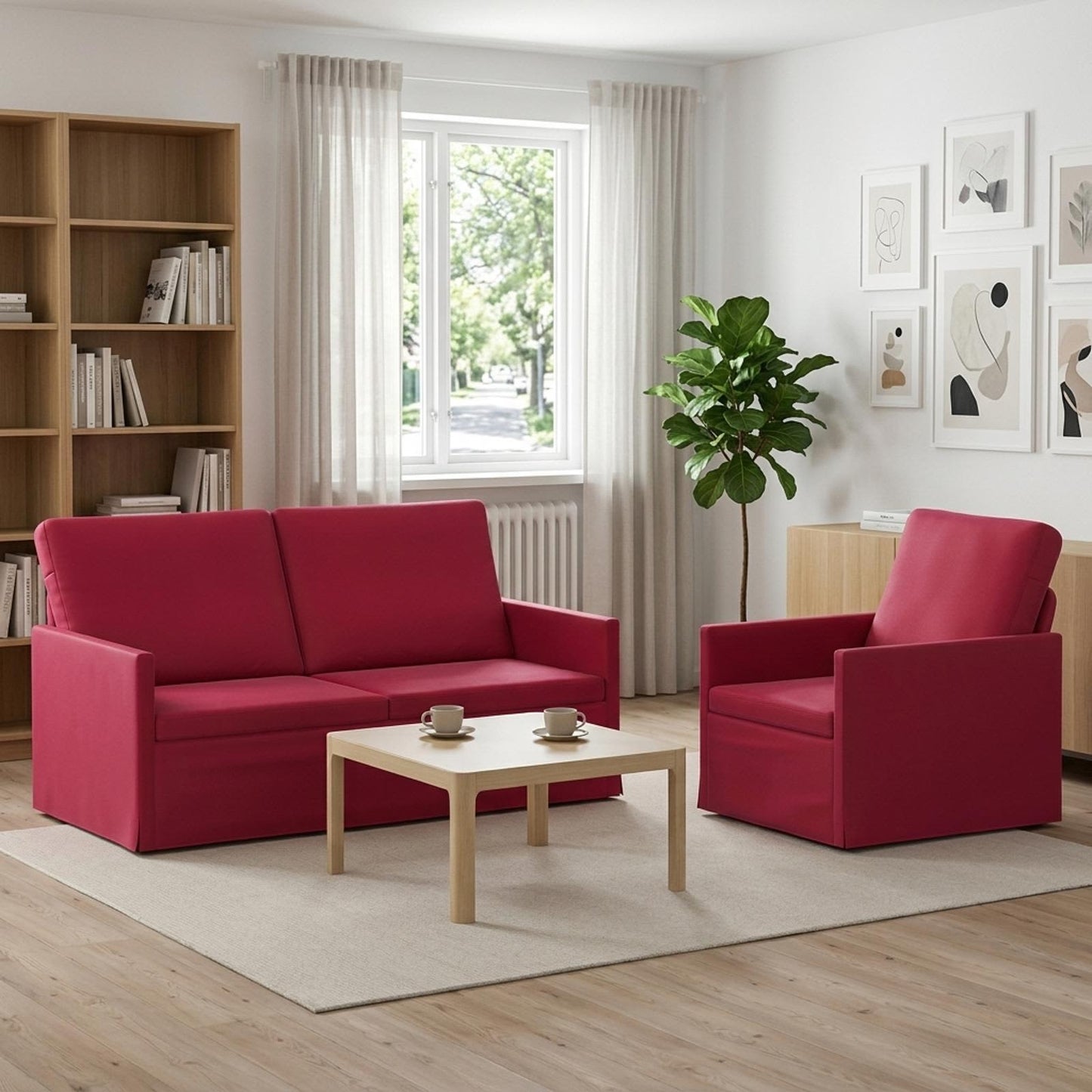 vidaXL Σετ Καναπέ 2 pcs Κόκκινο Βελούδο