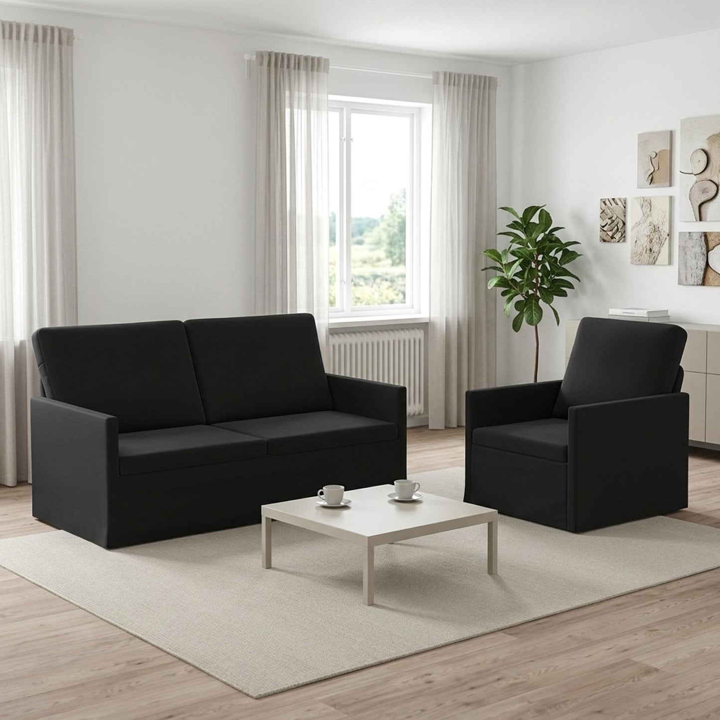 vidaXL Σετ Καναπέ 2 pcs Μαύρο Βελούδο