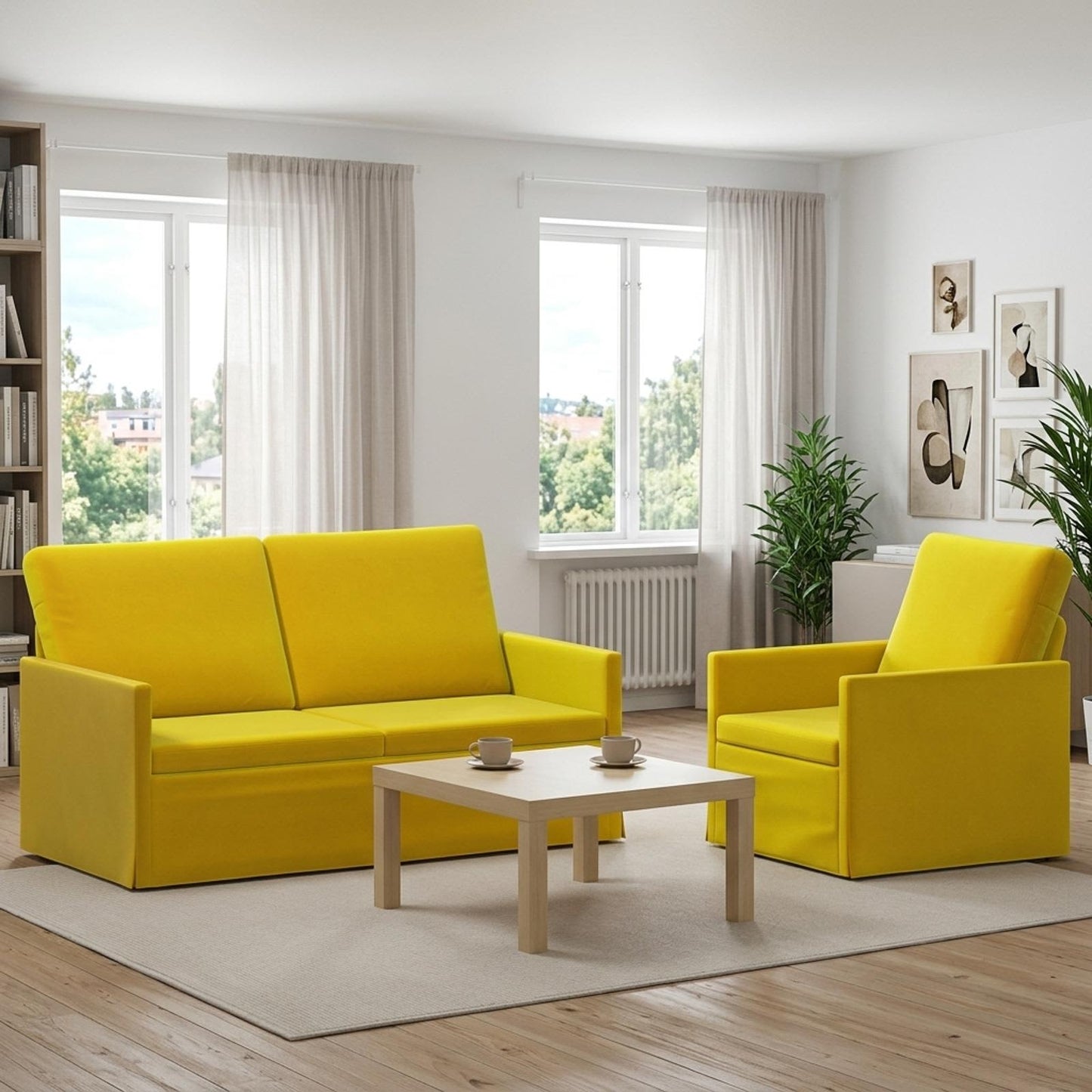 vidaXL Σετ Καναπέ 2 pcs Κίτρινο Βελούδο