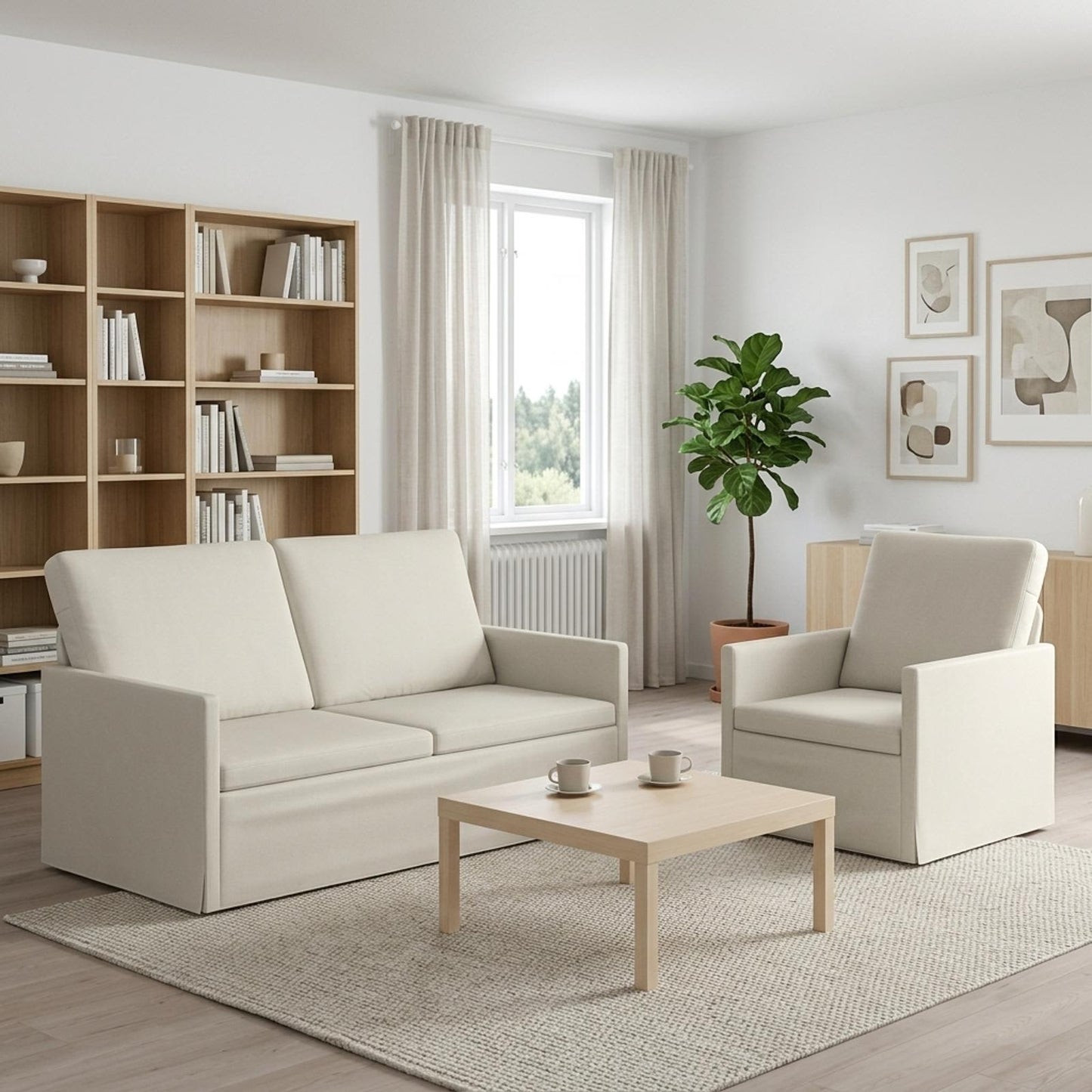 vidaXL Σετ Καναπέ 2 pcs Κρεμ Βελούδο