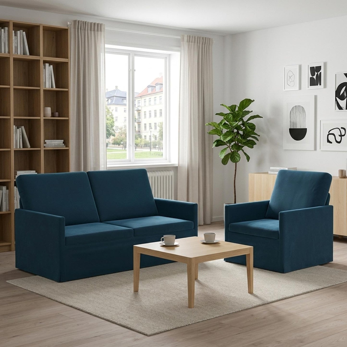 vidaXL Σετ Καναπέ 2 pcs Μπλε Βελούδο